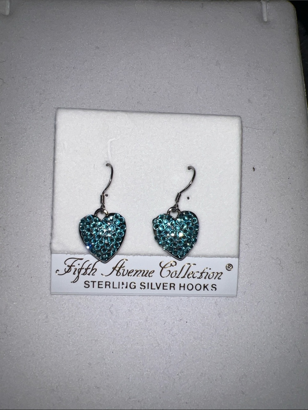 Fifth Avenue Collection Sterling Silver Heart Drop Earrings in Teal